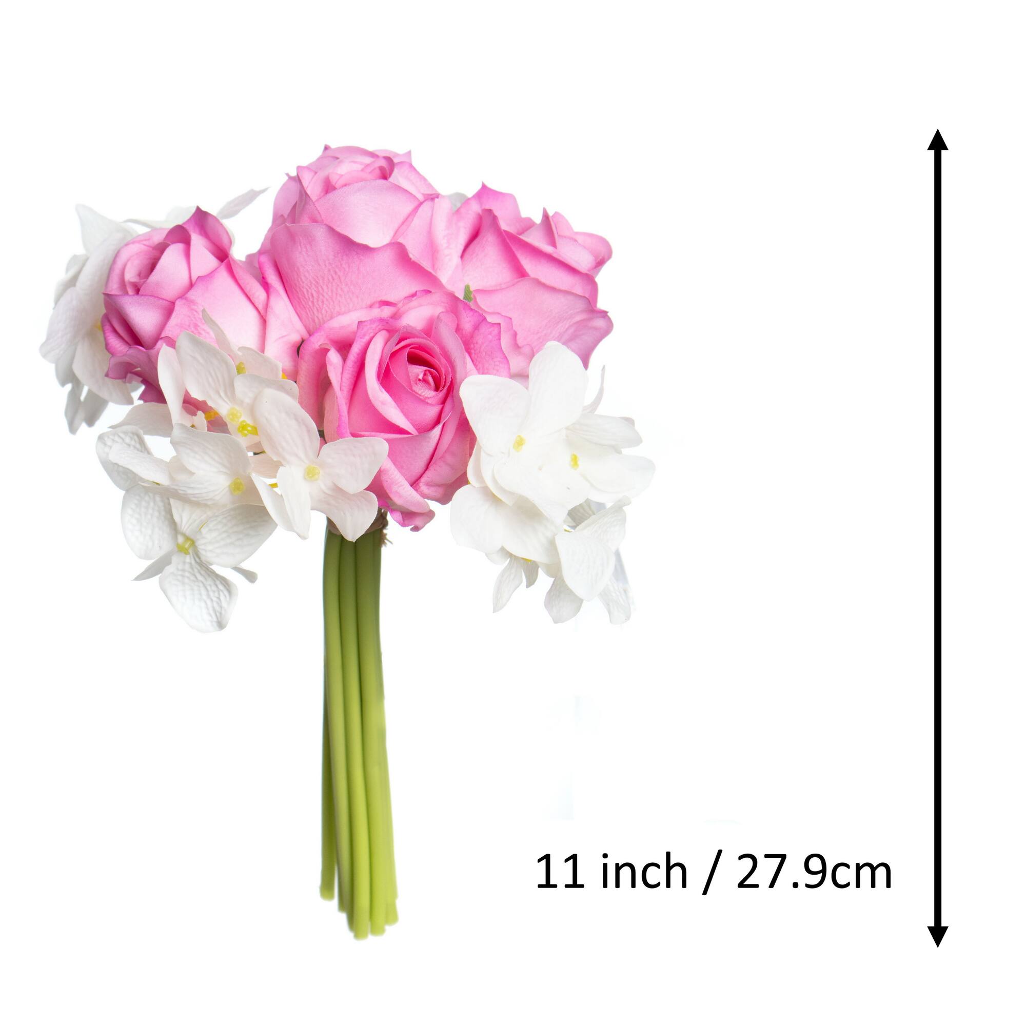 11" Pink & Cream Rose & Hydrangea Real Touch Deluxe Bush by Ashland®